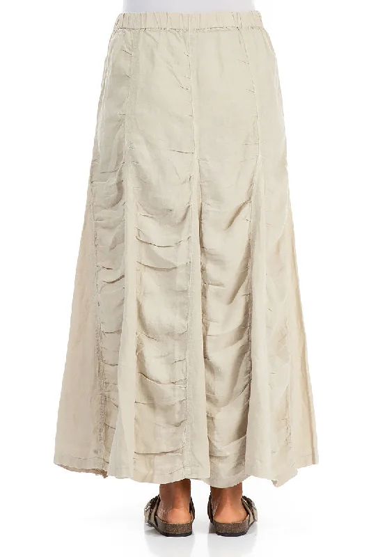 A-line Light Beige Linen Maxi Skirt