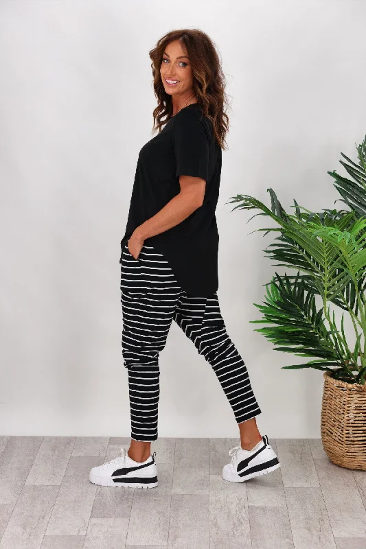 Betty Basics Jade Pants Black/White Stripe