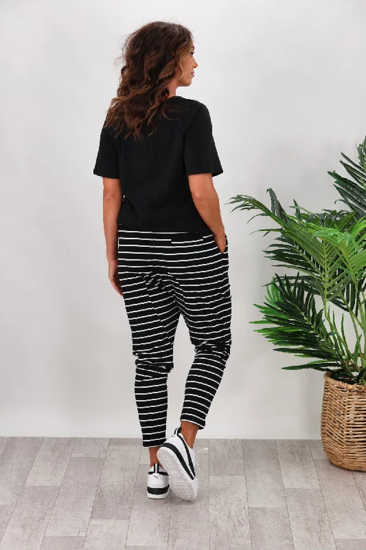 Betty Basics Jade Pants Black/White Stripe