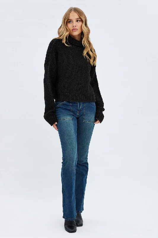 Black Knit Jumper Turtle Neck