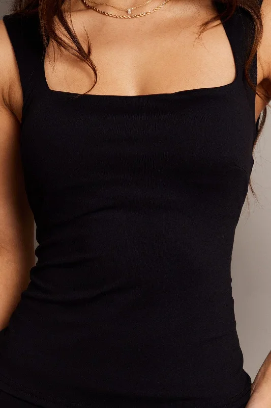 Black Scoop Neck Tank Sleeveless