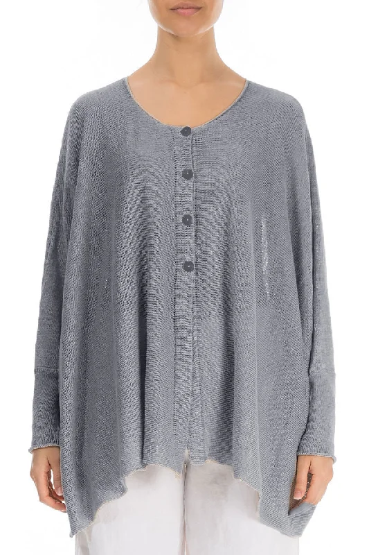 Boxy Light Grey Linen Cardigan