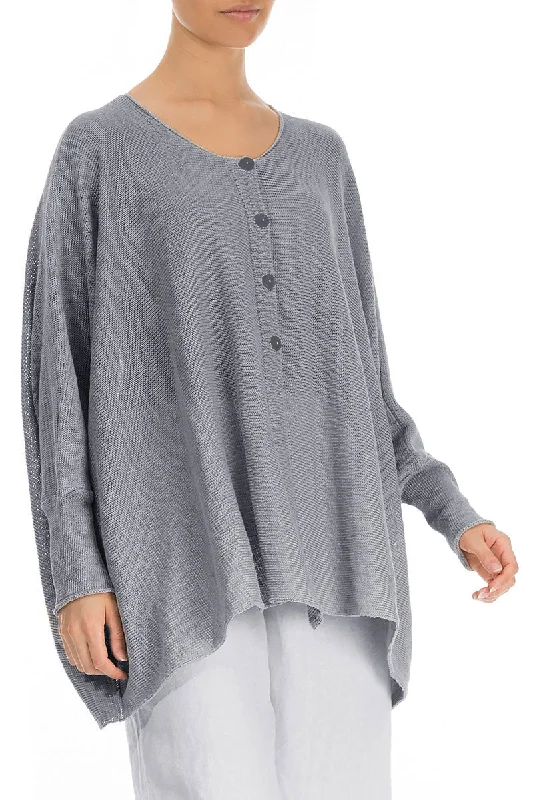 Boxy Light Grey Linen Cardigan