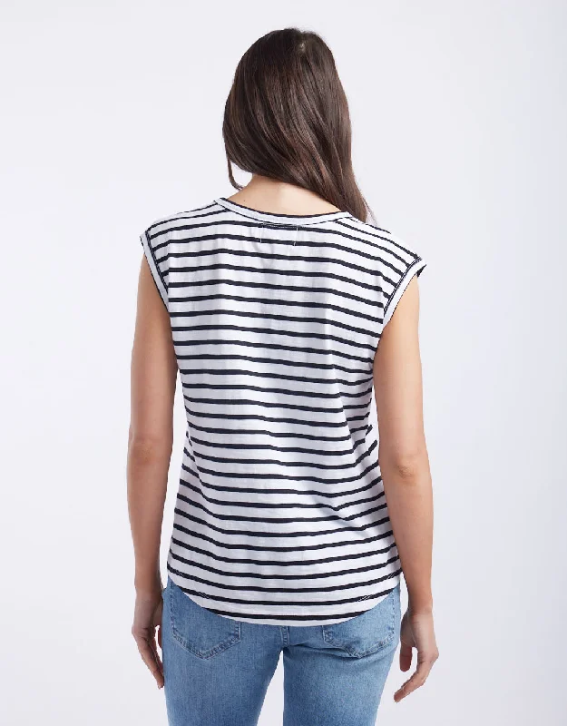 Cali Scoop Tank - White/Black Stripe