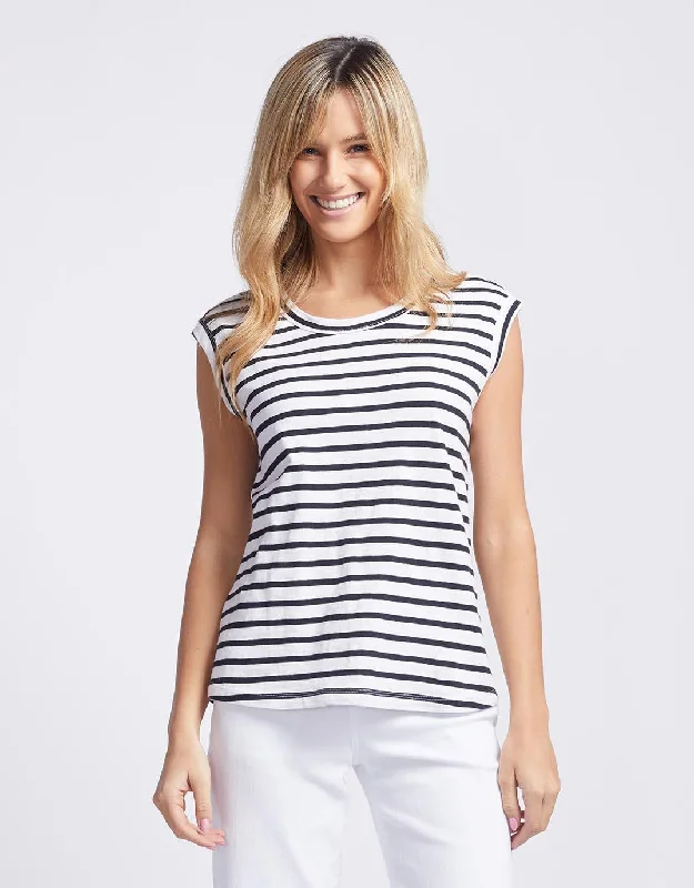 Cali Tank Top - Black/White Stripe