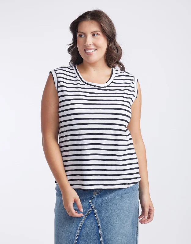 Cali Tank Top - Black/White Stripe