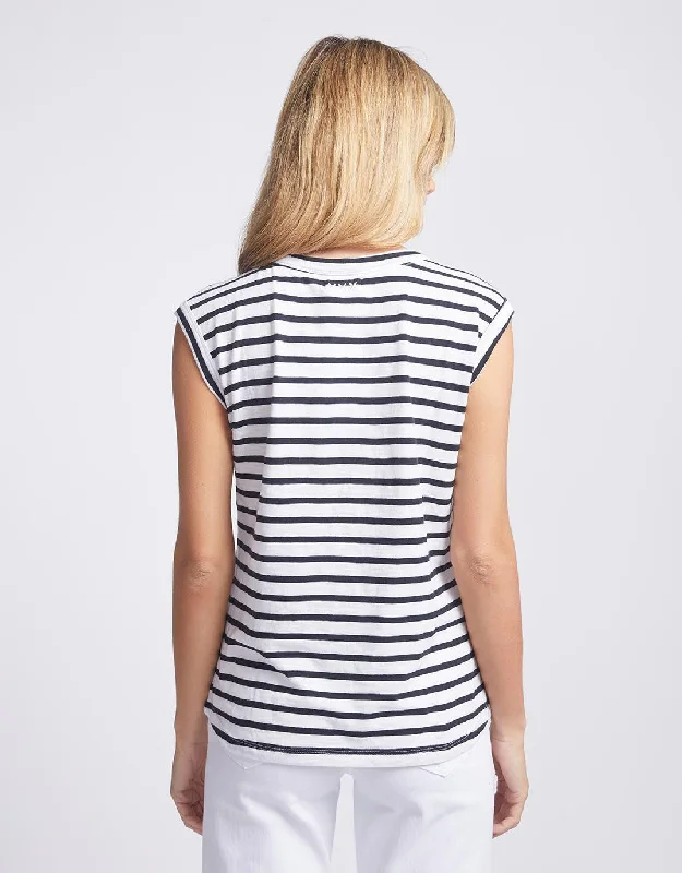 Cali Tank Top - Black/White Stripe