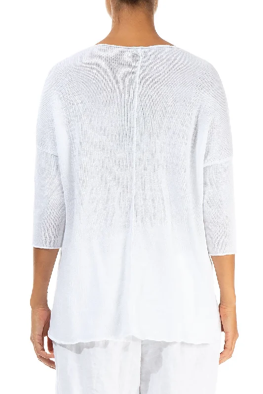 Colour Splash Pockets White Linen Sweater