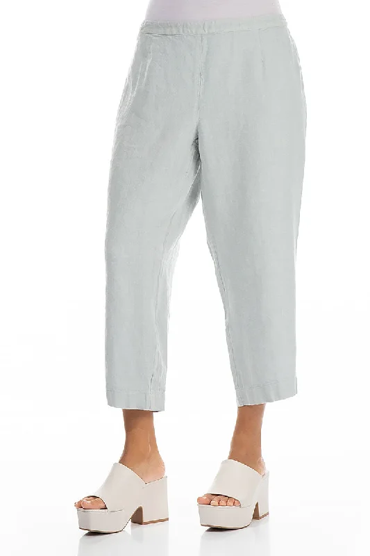 Cropped Light Grey Linen Trousers