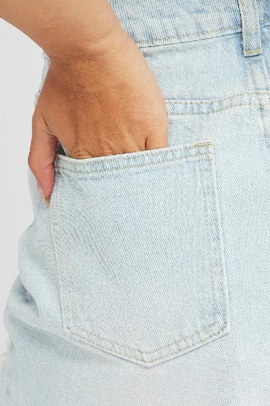 Denim Ripped Denim Shorts