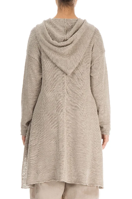 Hooded Natural Linen Cardigan