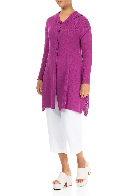 Hooded Orchid Linen Cardigan