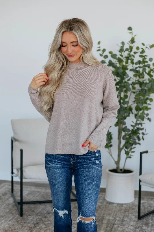 Imelda Mock Neck Sweater - Latte