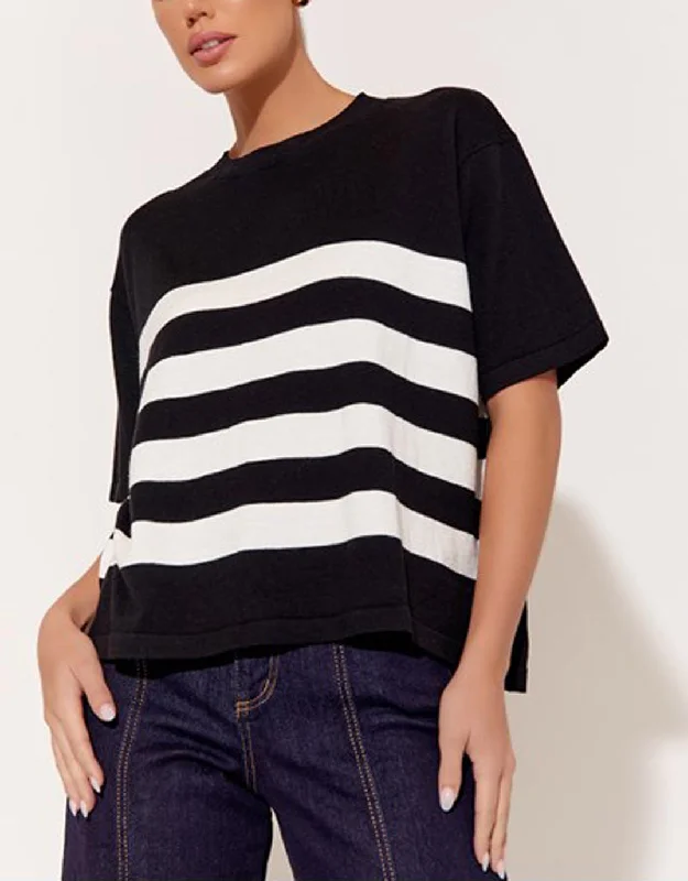 Laney Cotton Cashmere Knit Top - Black/White