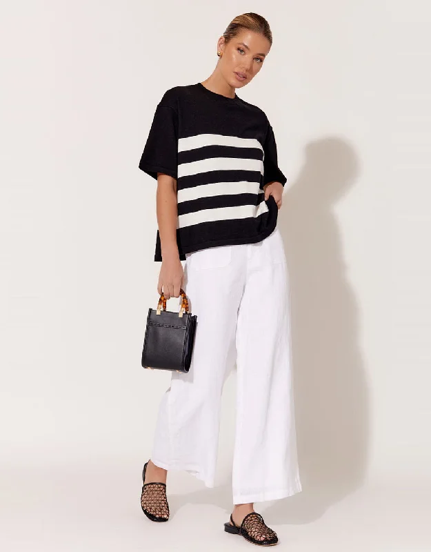 Laney Cotton Cashmere Knit Top - Black/White