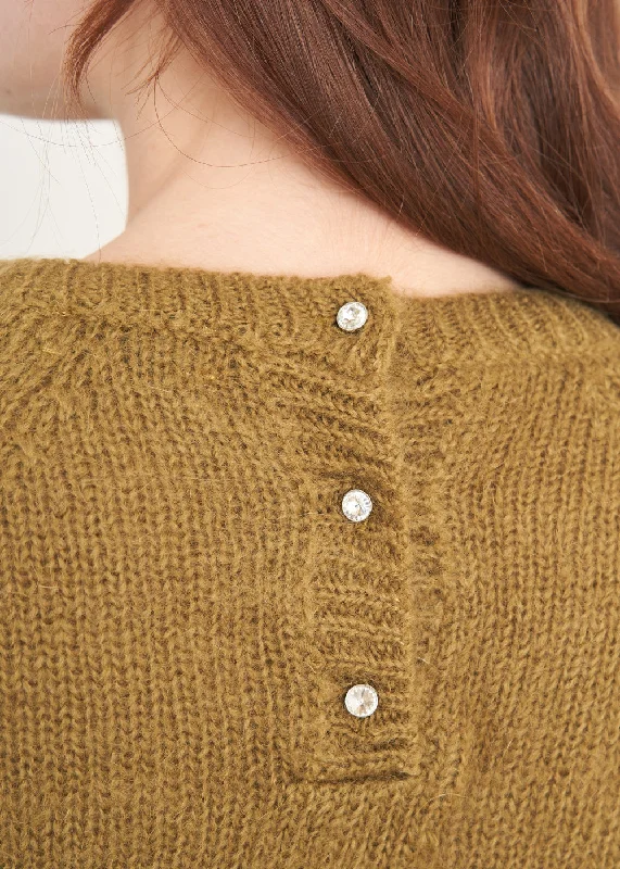 LOKE DIAMANTÉ SWEATER - OLIVE