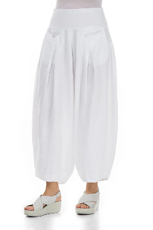 Loose White Linen Trousers