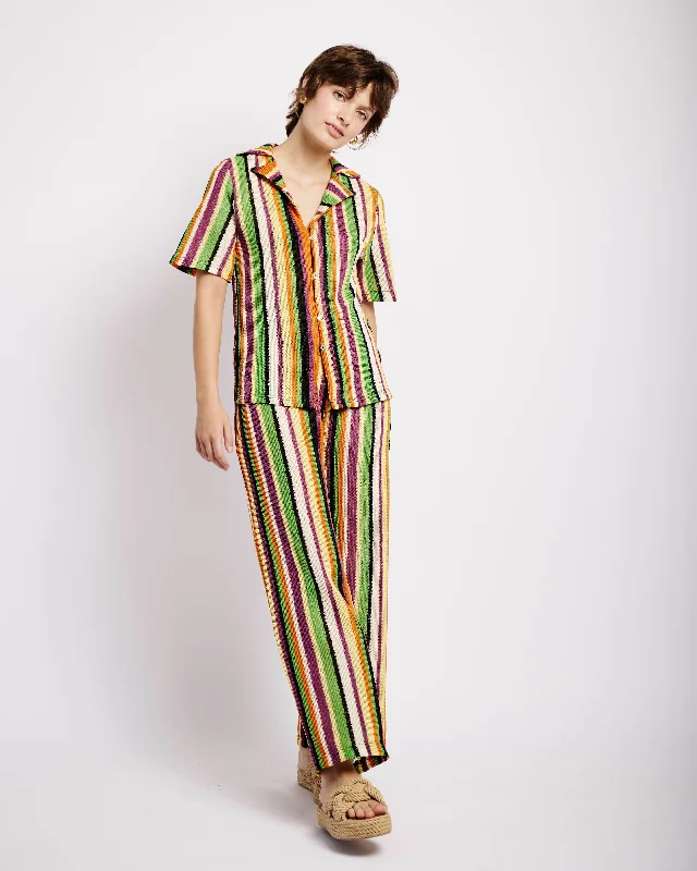 Multi Stripe Knit Elasticated Pants