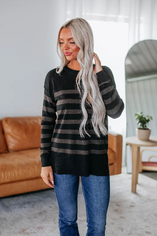 Pamela Striped Sweater - Charcoal Mix