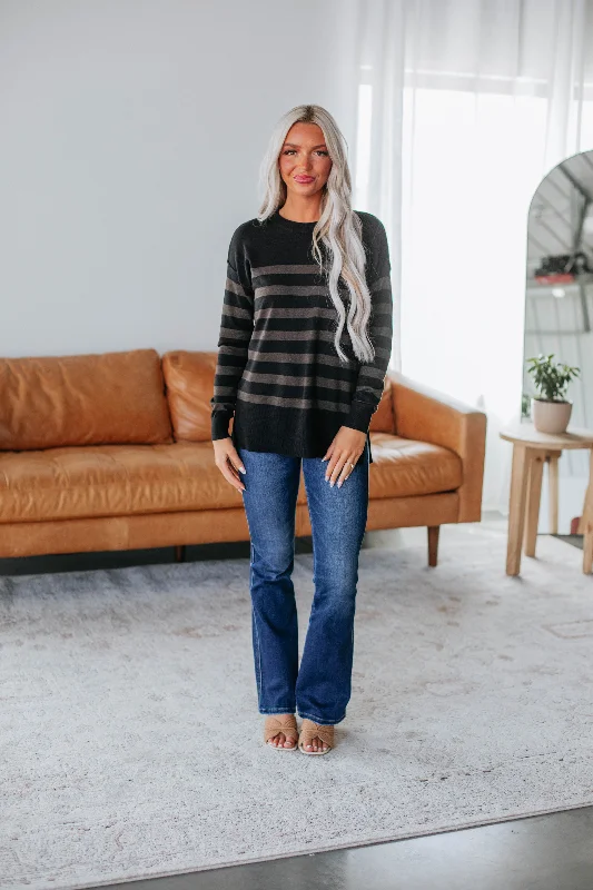 Pamela Striped Sweater - Charcoal Mix