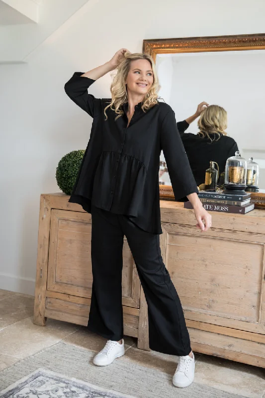 PQ Collection Olivia Pants Wide Leg Black