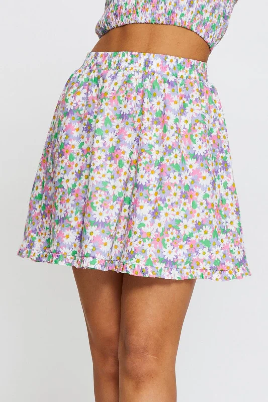 Print Skater Mini Skirt