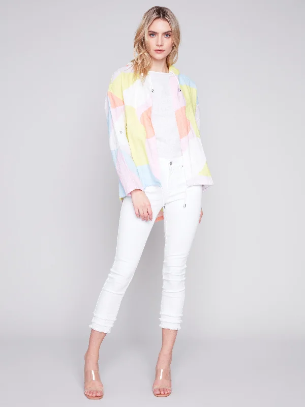 Printed Linen Duster Jacket - Graffiti