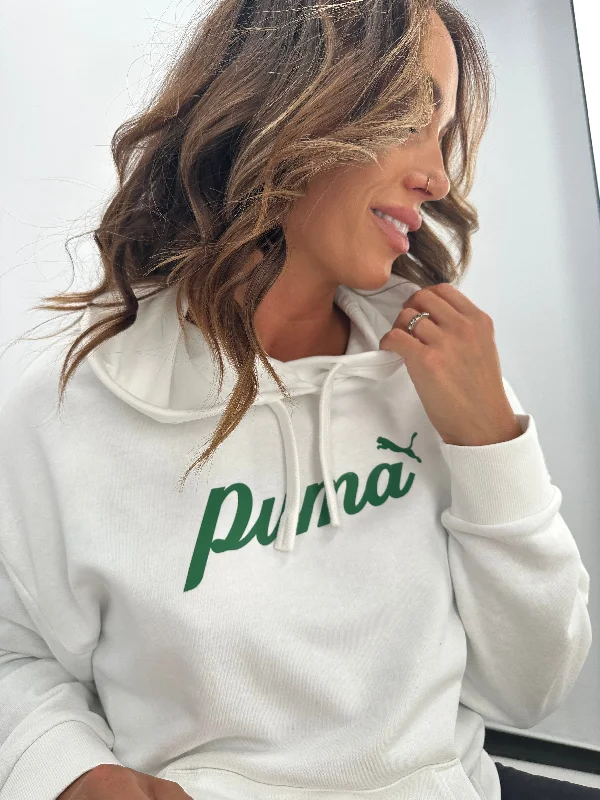 Puma ESS + Blossom Script Hoodie White