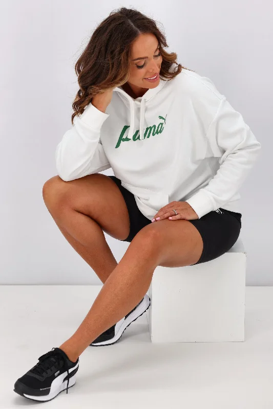 Puma ESS + Blossom Script Hoodie White