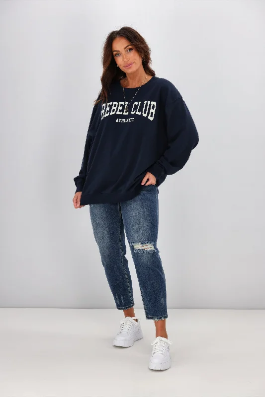 Rebel Club By Shine On Athletic Crew Neck Sweat Navy