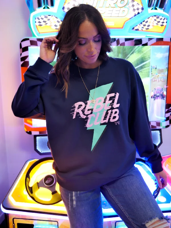 Rebel Club By Shine On Bolt Crew Neck Sweat Navy