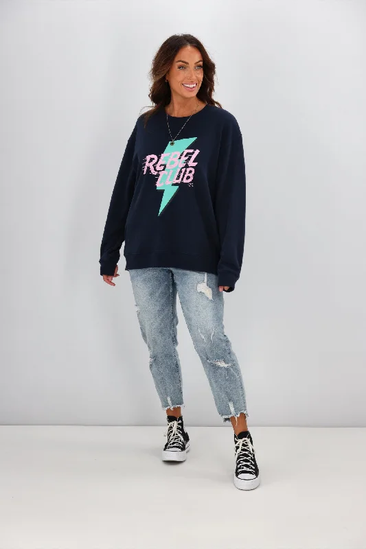 Rebel Club By Shine On Bolt Crew Neck Sweat Navy