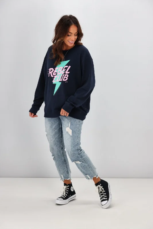 Rebel Club By Shine On Bolt Crew Neck Sweat Navy