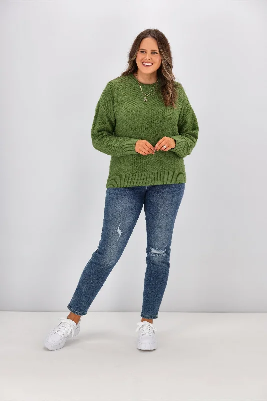 Shine On Label Winnie Moss Stitch Jumper Green