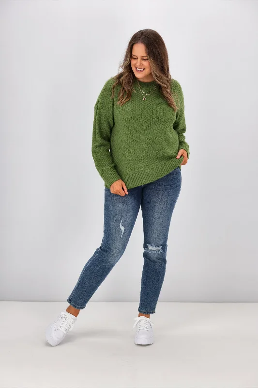 Shine On Label Winnie Moss Stitch Jumper Green