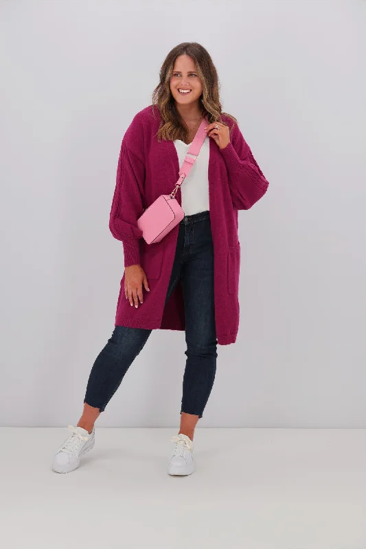 Shine On Label Wyatt Cable Knit Cardigan Orchid