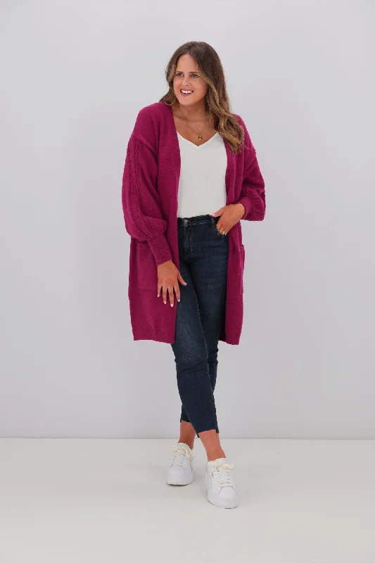 Shine On Label Wyatt Cable Knit Cardigan Orchid