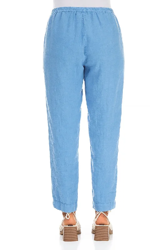 Slim Fit Cornflower Linen Trousers