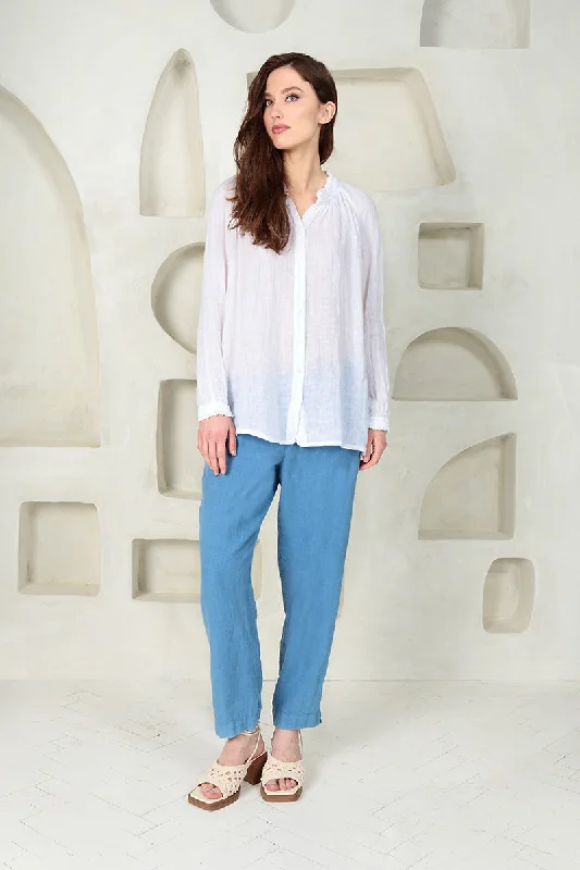 Slim Fit Cornflower Linen Trousers