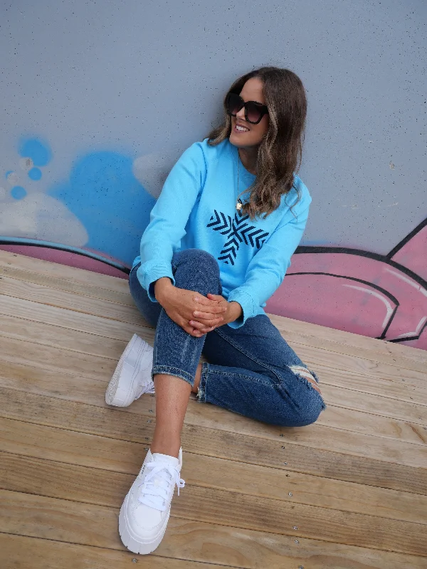 Stella + Gemma Classic Sweater Chevron Cross Sky Blue