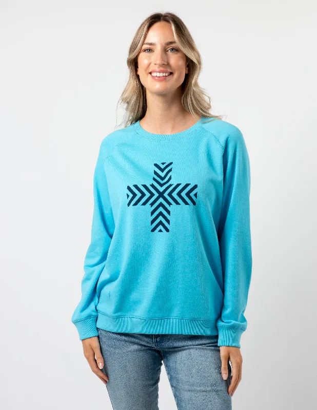 Stella + Gemma Classic Sweater Chevron Cross Sky Blue