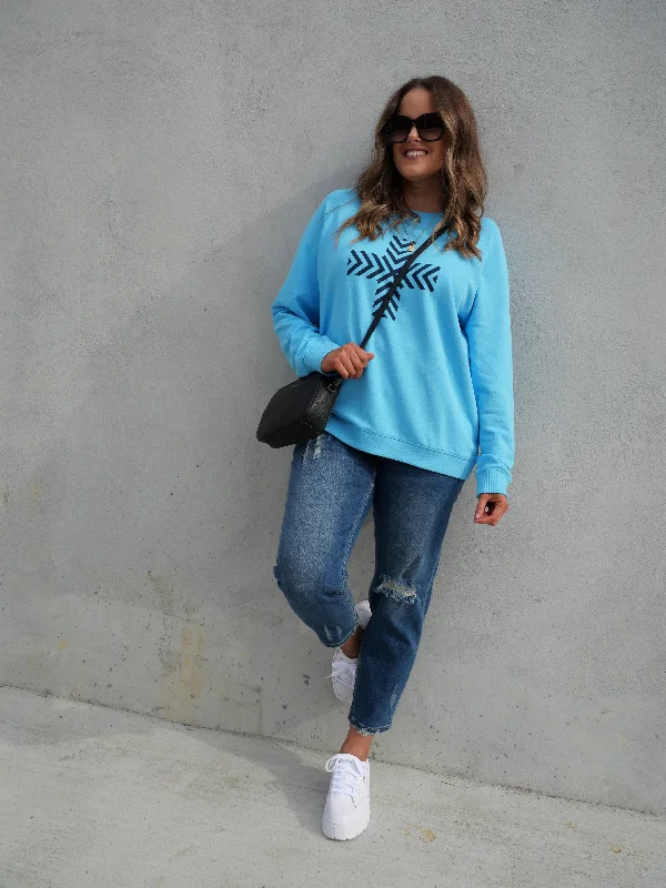 Stella + Gemma Classic Sweater Chevron Cross Sky Blue