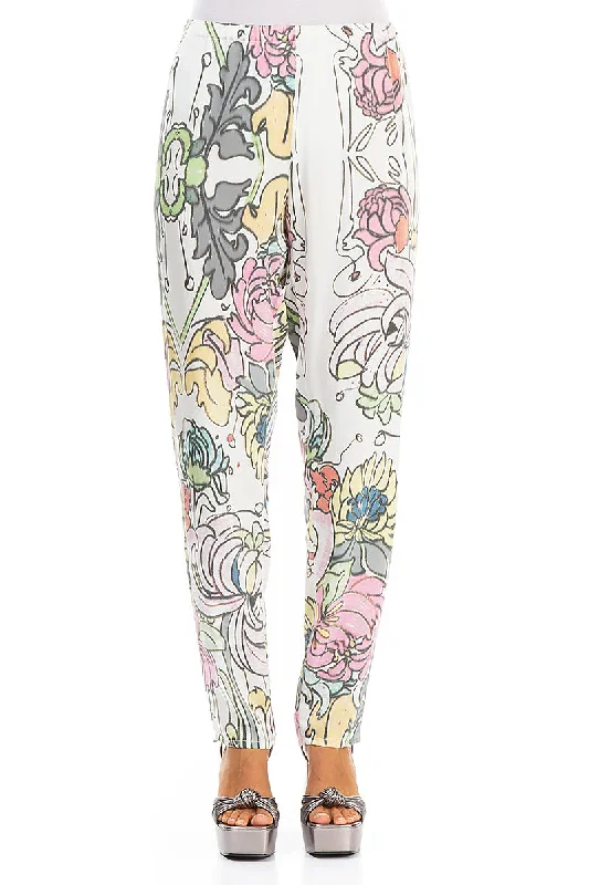 Stylish Floral Silk Leggings