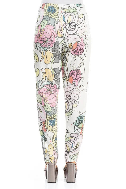 Stylish Floral Silk Leggings