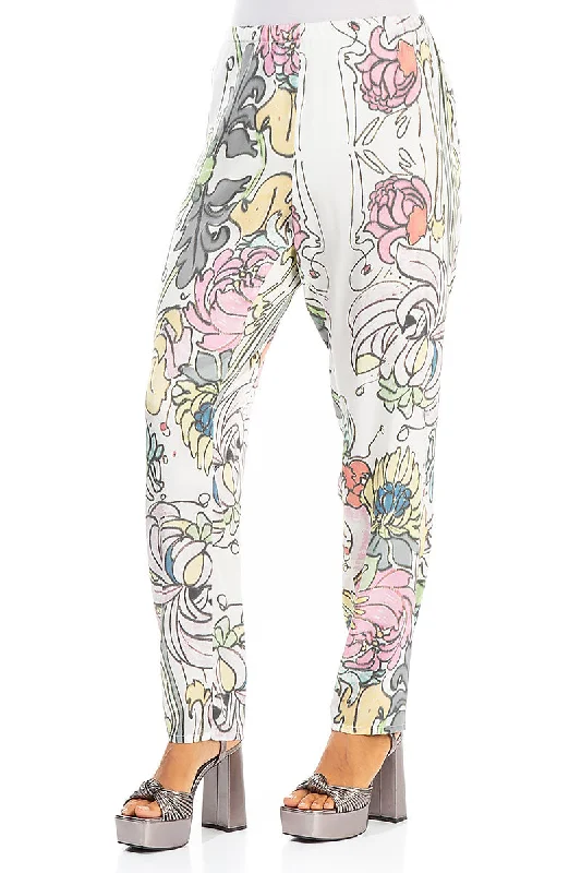 Stylish Floral Silk Leggings