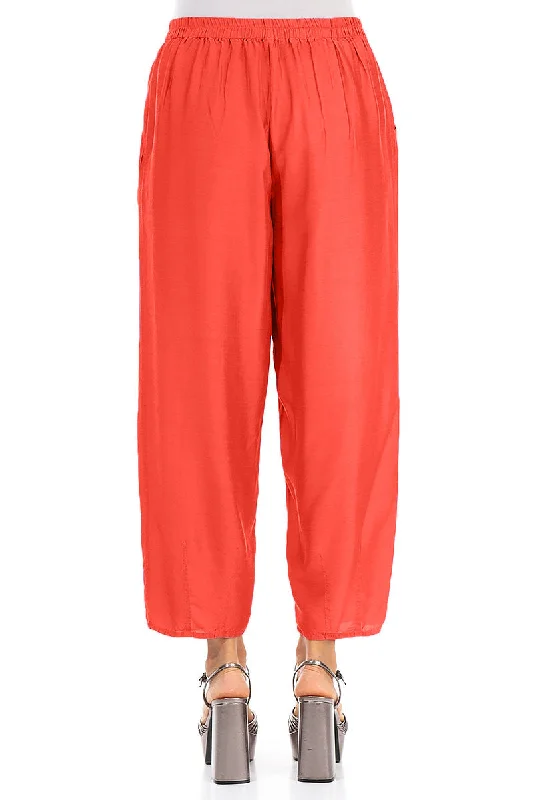 Taper Living Coral Silk Bamboo Trousers