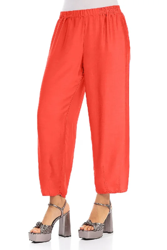 Taper Living Coral Silk Bamboo Trousers