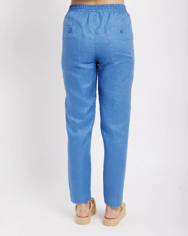 The Ultimate Tapered Leg Linen Pant in Blue