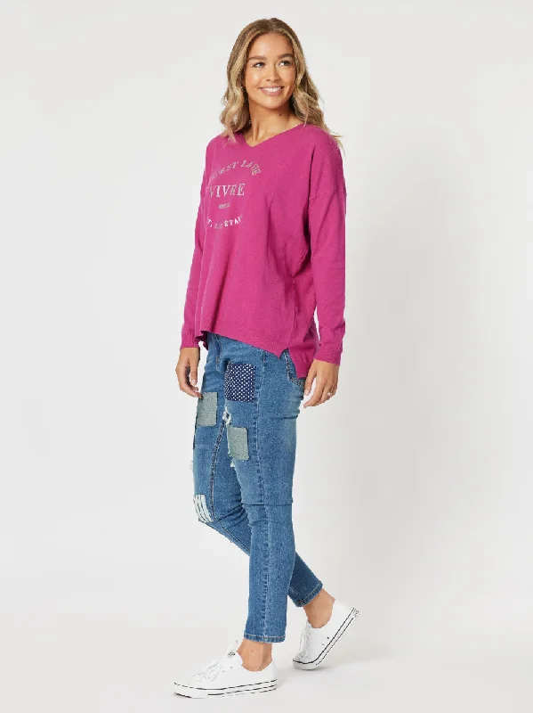 Threadz Ciest La Vie Sweat Fuchsia