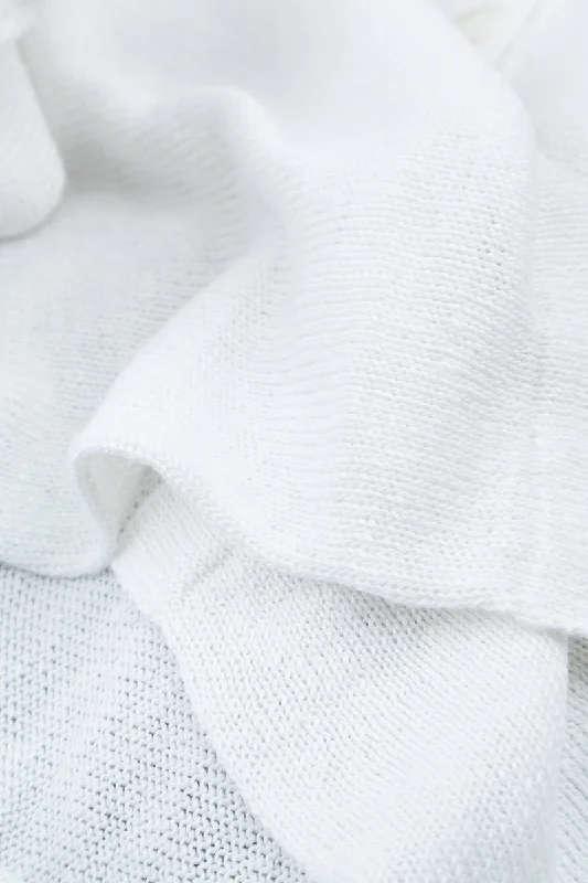 Two Pockets White Linen Jumper